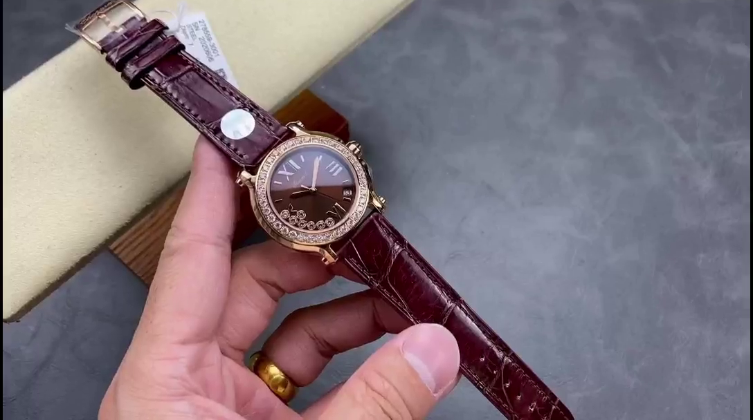 Chopard Happy Sport Diamond Bezel Brown Quartz 278475-3037 - QualitySwissReplica