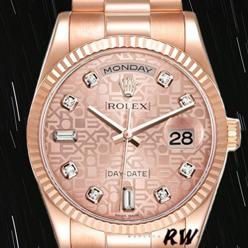 Rolex Day-Date 118235 Pink Jubilee dial 36mm Lady Replica Watch - QualitySwissReplica