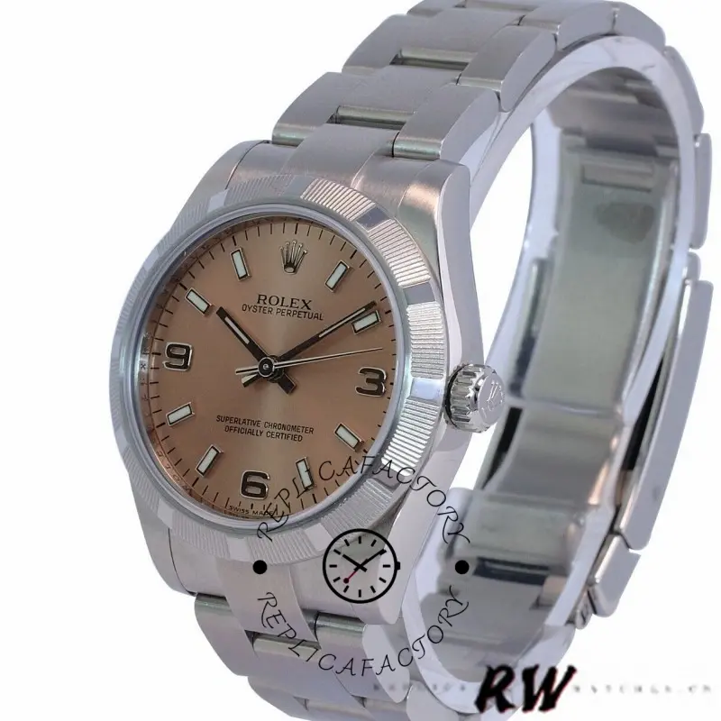 Rolex Oyster Perpetual 177210 Stainless Steel Pink Dial 31mm Lady Replica Watch - QualitySwissReplica