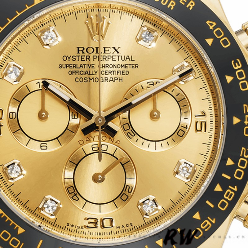 Rolex Daytona 116518 Leather Strap Diamond Champagne Dial 40mm Mens Replica Watch - QualitySwissReplica