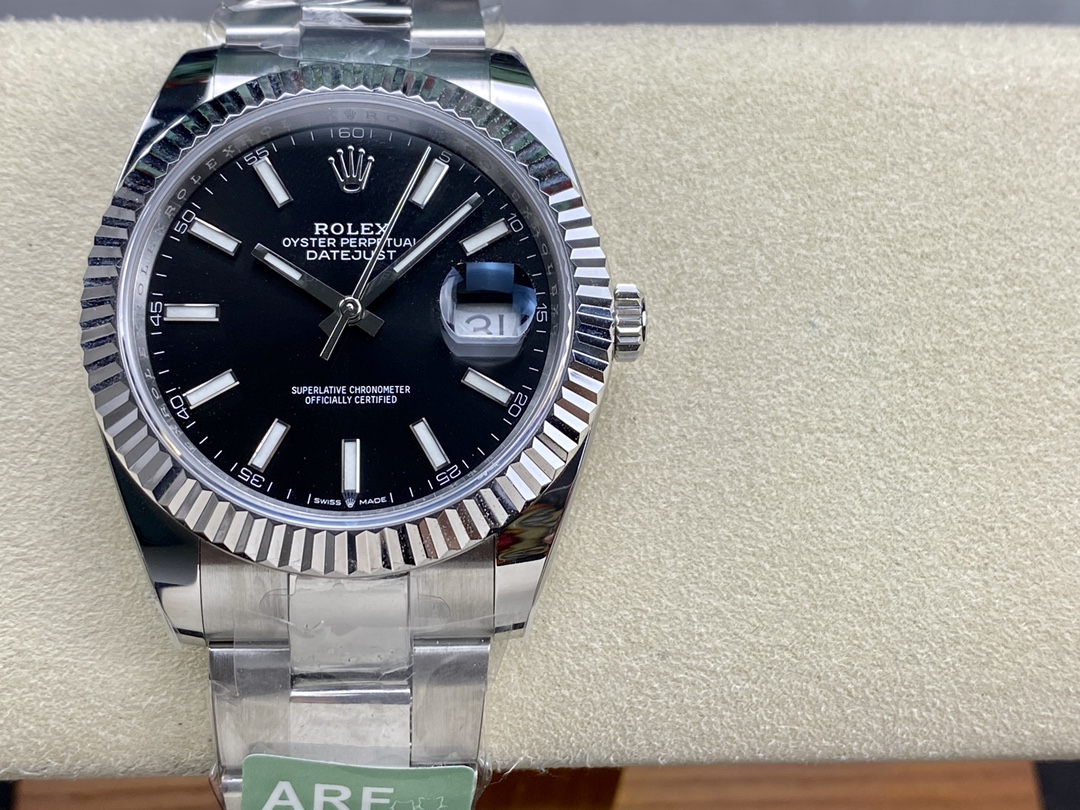 Rolex Datejust m126334 0017 Fluted Bezel Black Dial 41MM Mens Replica Watch - QualitySwissReplica