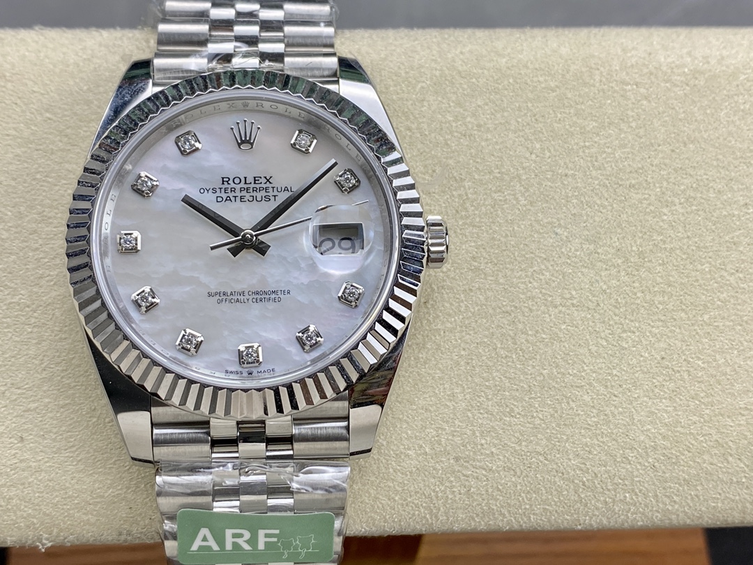 Rolex Datejust 41 Steel White Gold MOP Diamond Dial 126334 Men's Watch - QualitySwissReplica