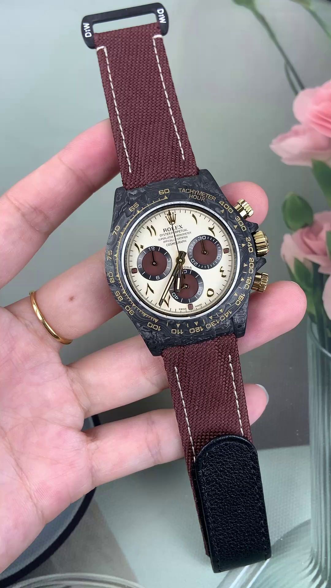 Rolex Daytona DIW Desert Eagle Arabic Carbon Fiber Customised Cream Dial 40 mm - QualitySwissReplica