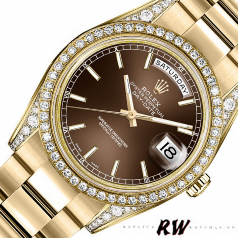 Rolex Day-Date 118388 Chocolate Brown Dial 36MM Unisex Replica Watch - QualitySwissReplica