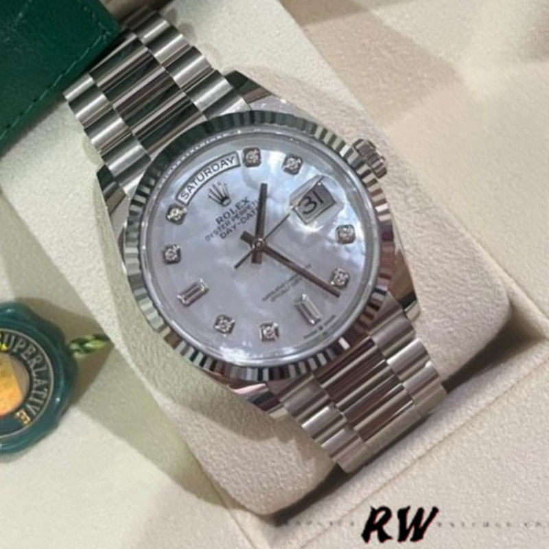 Rolex Day-Date 128239 White Gold Mother of Pearl Dial 36MM Unisex Replica Watch - QualitySwissReplica