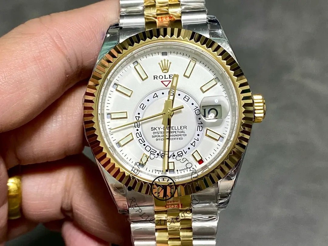 Rolex Sky Dweller 42 White Dial Yellow Gold Stainless Steel Jubilee 336933 0006 - QualitySwissReplica