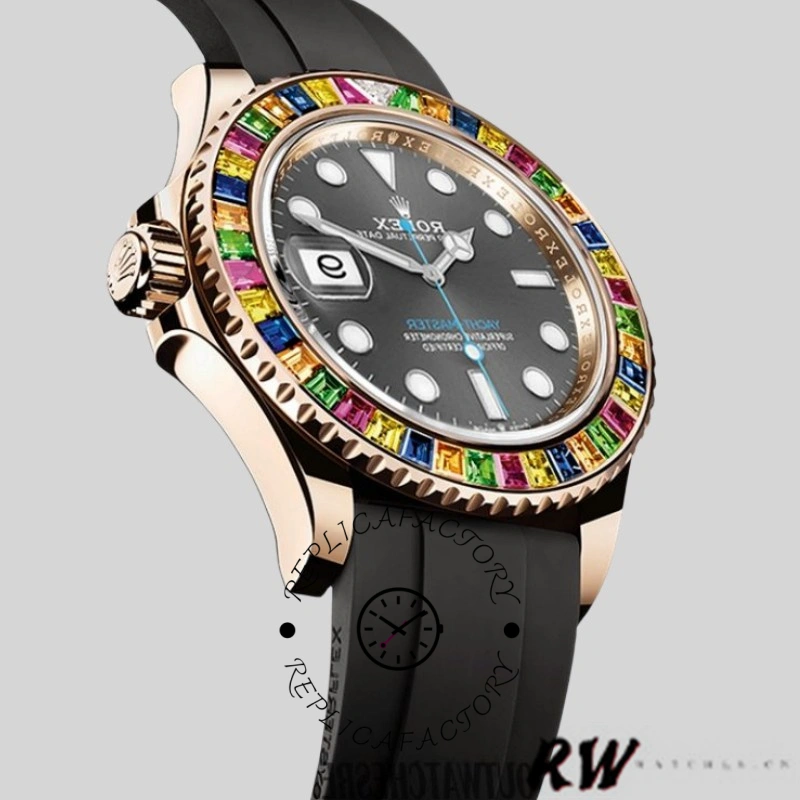 Rolex Yacht-Master 116695 Black Rubber Strap Grey Dial 40MM Mens Replica Watch - QualitySwissReplica