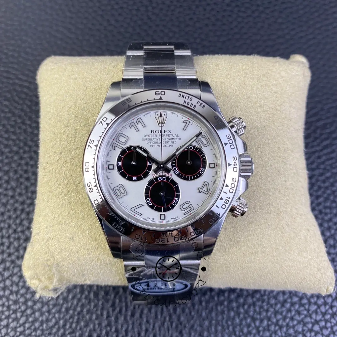 Rolex Cosmograph Daytona 116509 White Arabic Dial White Gold 40MM Mens Replica Watch - QualitySwissReplica