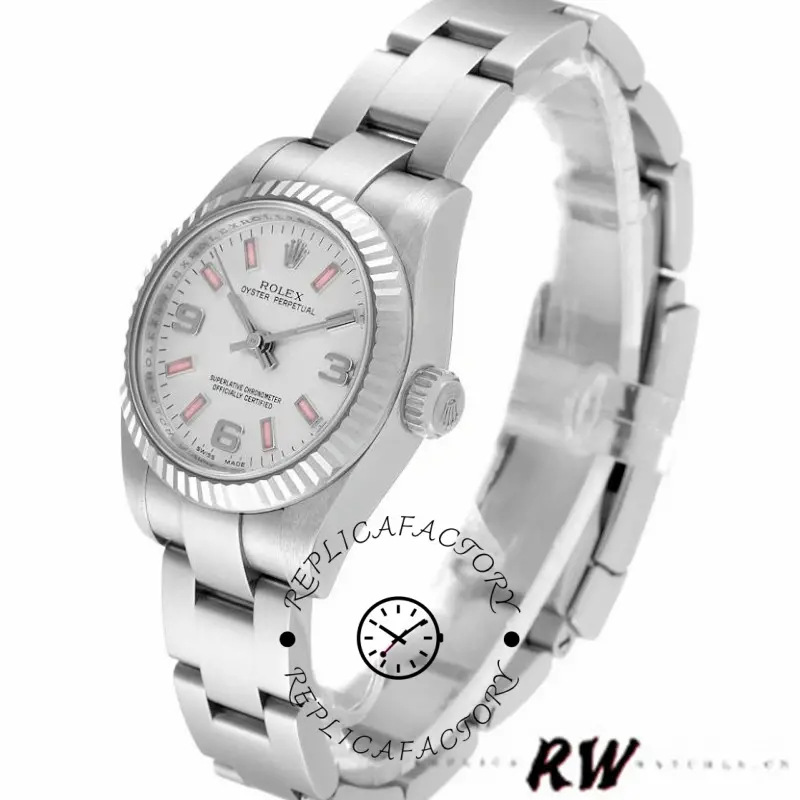 Rolex Oyster Perpetual 176234 Silver Dial Pink Baton 26MM Lady Replica Watch - QualitySwissReplica