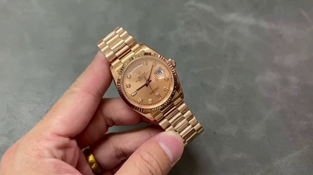 Rolex Day-Date m128235 0009 Everose Gold Pink Rose Dial 36MM Unisex Replica Watch - QualitySwissReplica