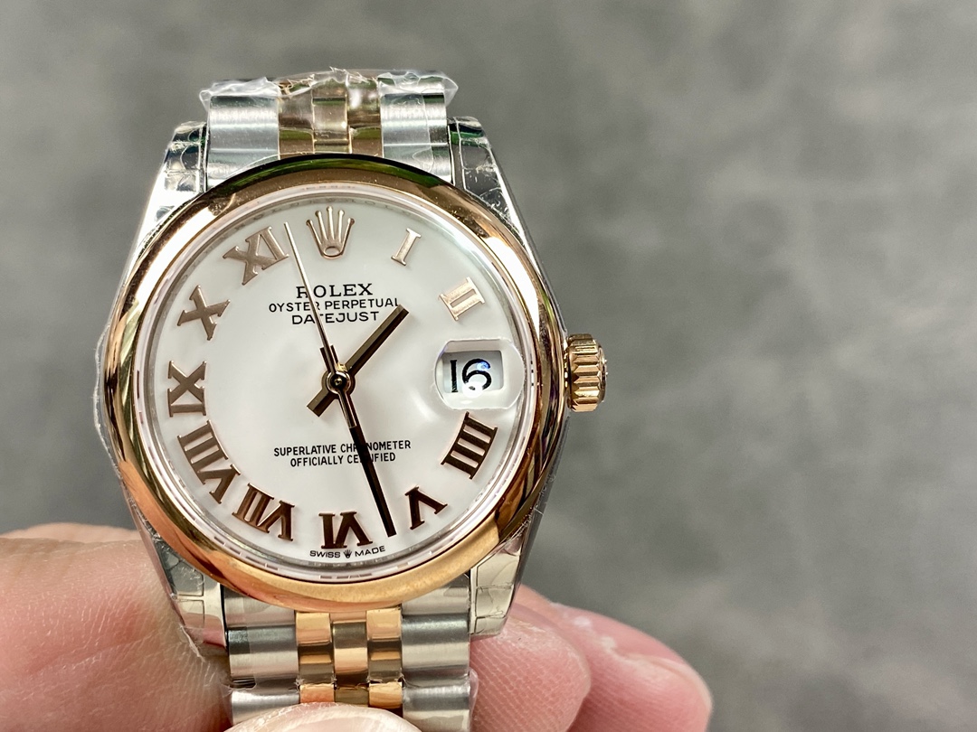 Rolex Datejust 31mm Stainless Steel and Rose Gold 278241 0002 White Roman Jubilee - QualitySwissReplica