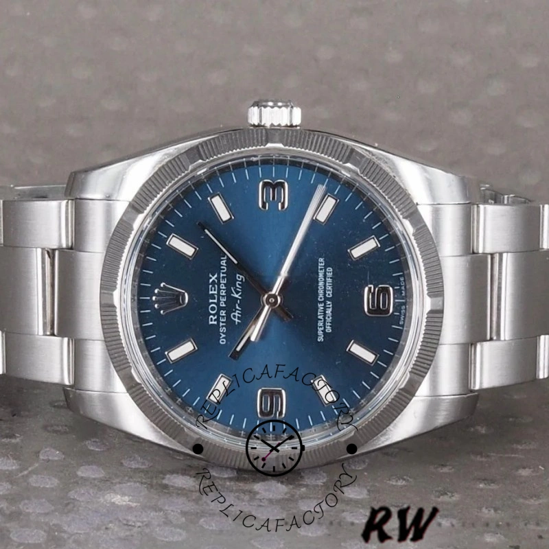 Rolex Oyster Perpetual Air King 114210 Blue Dial 34mm Unisex replica watch - QualitySwissReplica