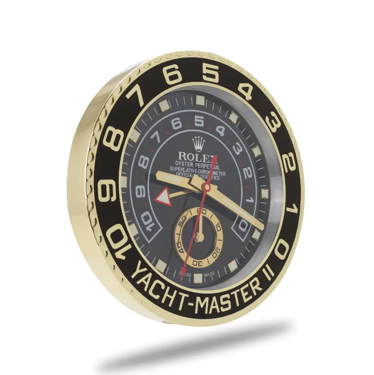 Rolex Yacht Master ll Gold & Black Wall Clock - QualitySwissReplica