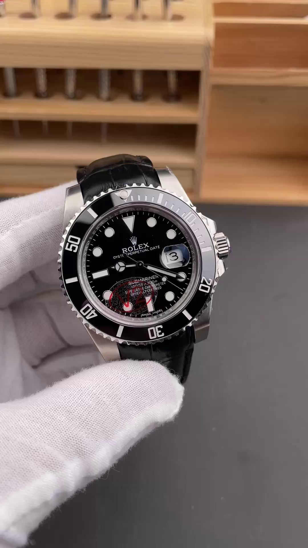 Rolex Submariner 116610LN 1:1 Clone Black Dial Leather Strap - QualitySwissReplica