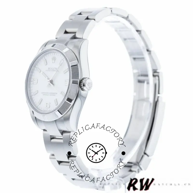 Rolex Oyster Perpetual 177210 Stainless Steel White Dial 31mm Lady Replica Watch - QualitySwissReplica