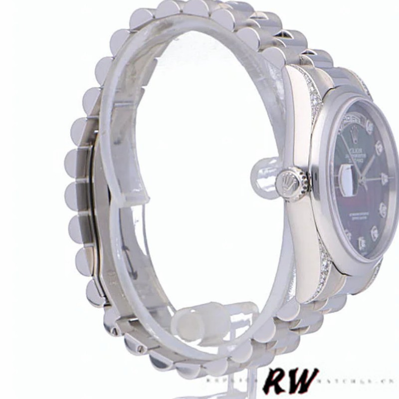 Rolex Day-Date 118296 Platinum MOP Dial Diamond 36mm Unisex Replica Watch - QualitySwissReplica