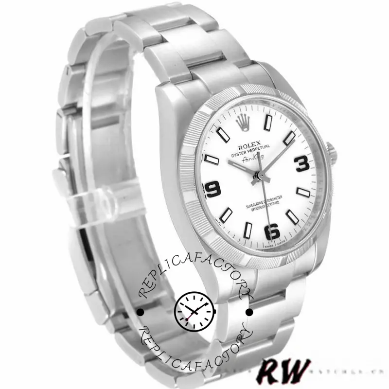 Rolex Oyster Perpetual Air King 114210 White Dial 34mm Unisex replica watch - QualitySwissReplica