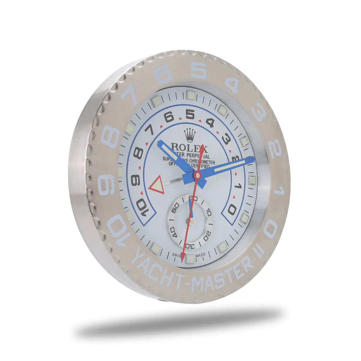 Rolex Yacht Master ll White & Silver Wall Clock - QualitySwissReplica