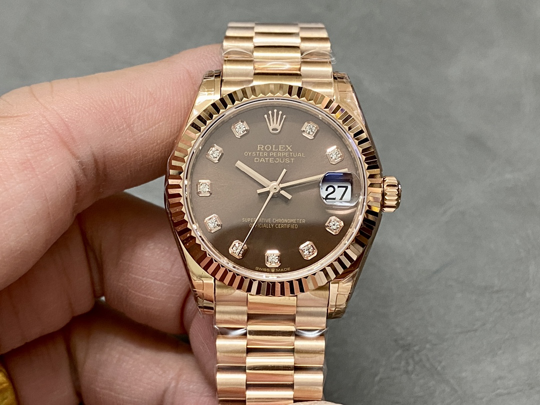 Rolex Datejust 31mm Chocolate Dial Diamond Markers m278275 0010 Women's Watch - QualitySwissReplica