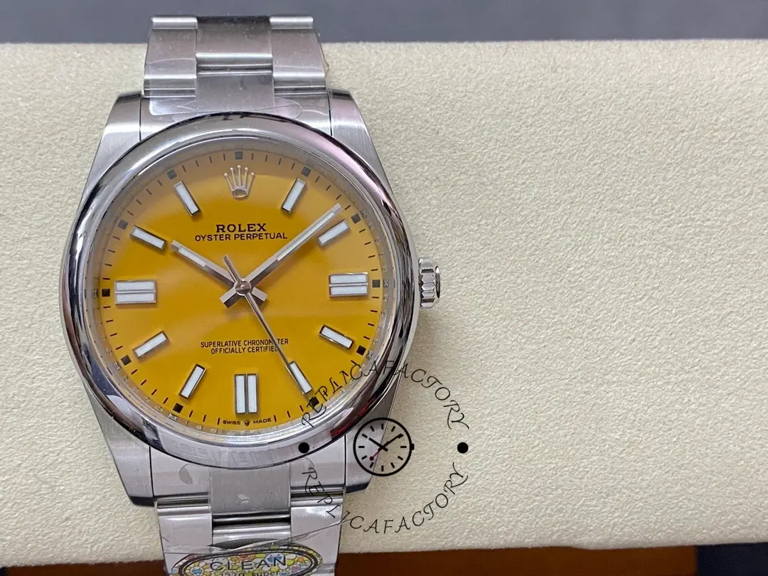 Rolex Oyster Perpetual Yellow Dial Oystersteel 124300 0004 - QualitySwissReplica
