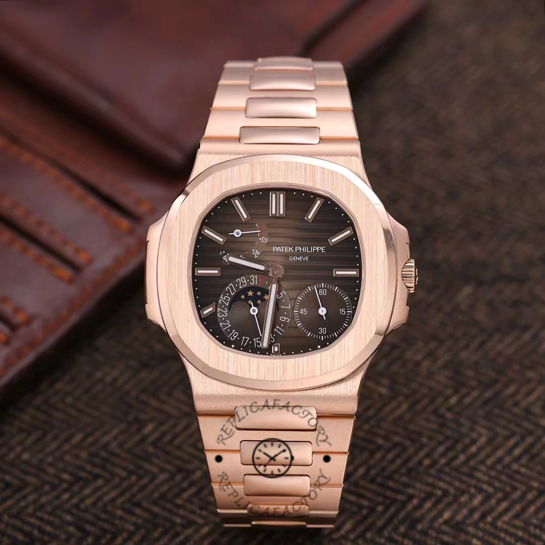 Patek Philippe Nautilus Moon Phase Rose Gold Brown Sunburst 5712 1R 001 40MM - QualitySwissReplica