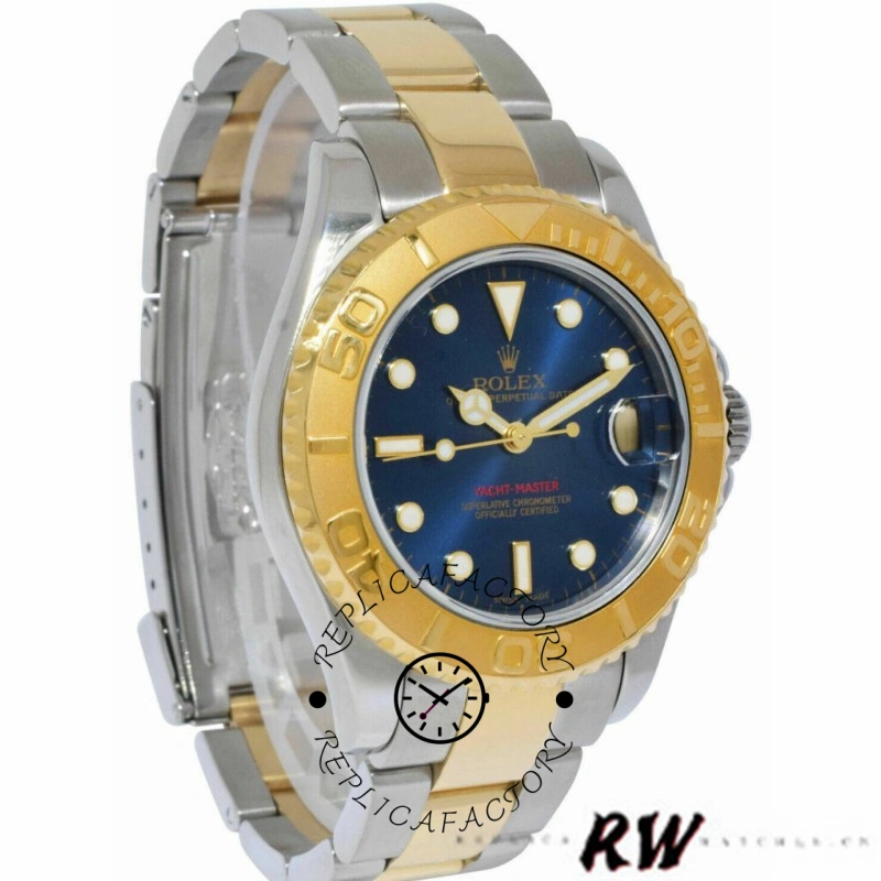 Rolex Yacht-Master 168623 Steel and Gold Blue Dial 35MM Unisex Replica Watch - QualitySwissReplica