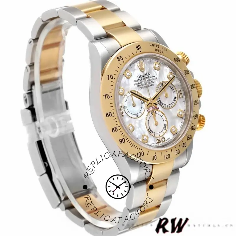 Rolex Cosmograph Daytona 116523 Diamond Mother of Pearl Dial 40mm Mens Replica Watch - QualitySwissReplica