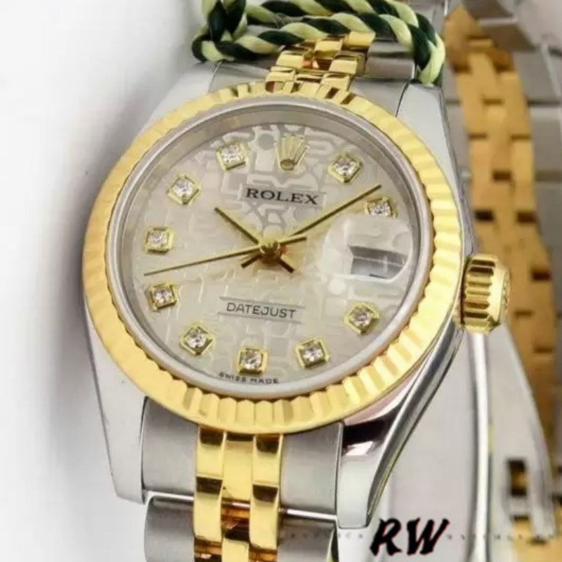 Rolex Datejust 179173 Silver Jubilee Diamond Dial Fluted Bezel 26MM Lady Replica Watch - QualitySwissReplica