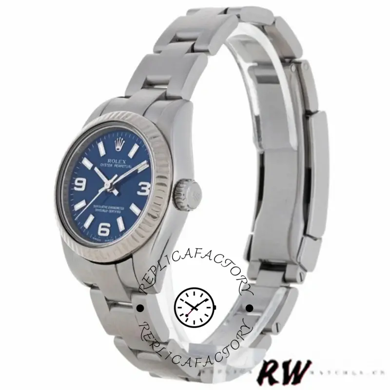 Rolex Oyster Perpetual 176234 Fluted Bezel Blue Dial 26MM Lady Replica Watch - QualitySwissReplica