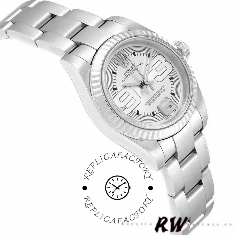 Rolex Oyster Perpetual 176234 Silver Maxi Arabic Dial 26mm Lady Replica Watch - QualitySwissReplica