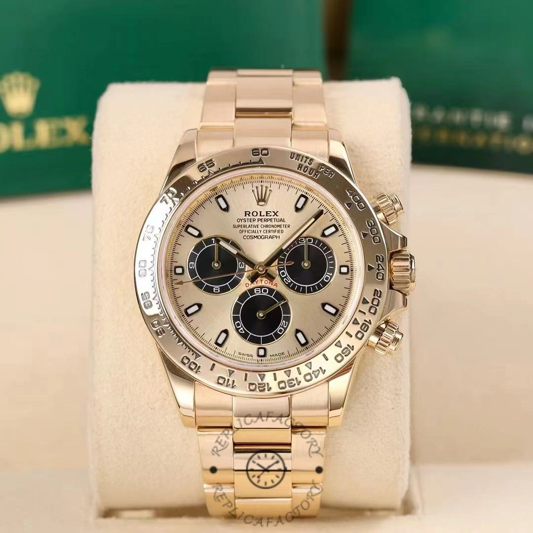 Rolex Daytona 116508 Yellow Gold Champagne Index Dial 40MM Mens Replica Watch - QualitySwissReplica