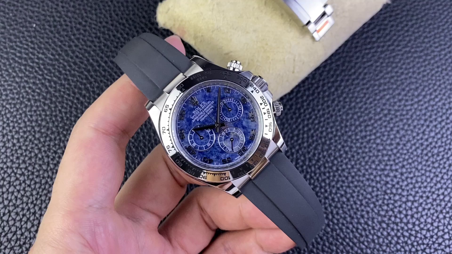 Rolex Daytona 116519 Sodalite Arabic Dial Blue Alligator Leather 40mm Mens Replica Watch - QualitySwissReplica