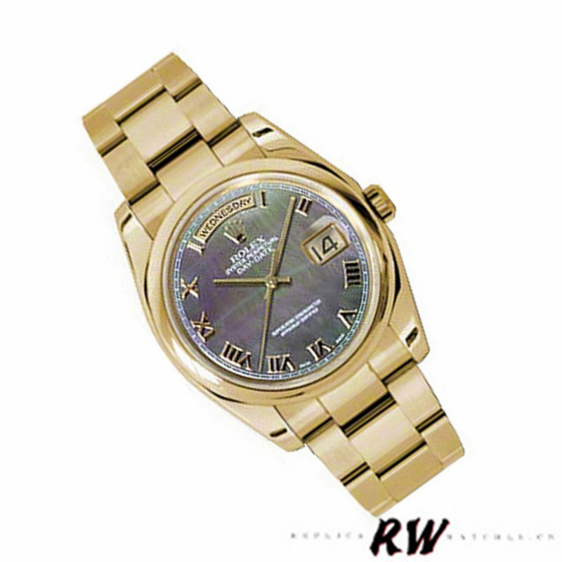 Rolex Day-Date 118238 Dark Mother of Pearl Diamond 36mm Unisex Replica Watch - QualitySwissReplica