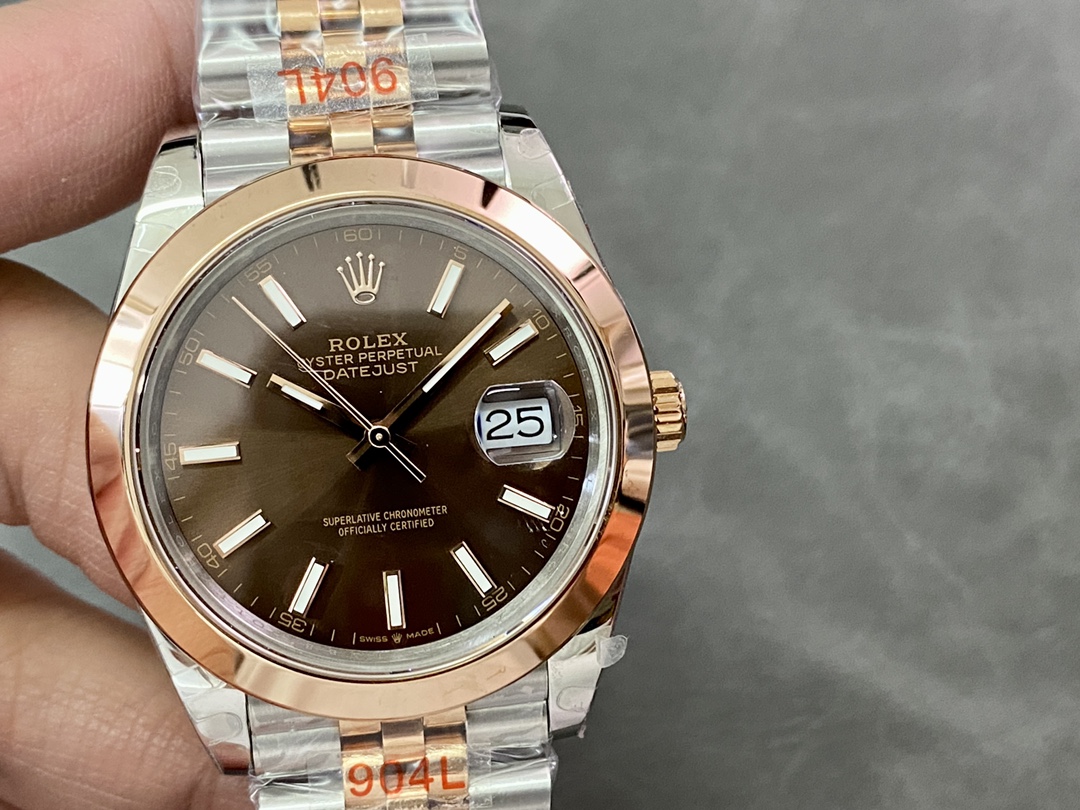 Rolex Datejust 126301 Rose Gold Chocolate Brown Index Dial 41MM Mens Replica Watch - QualitySwissReplica