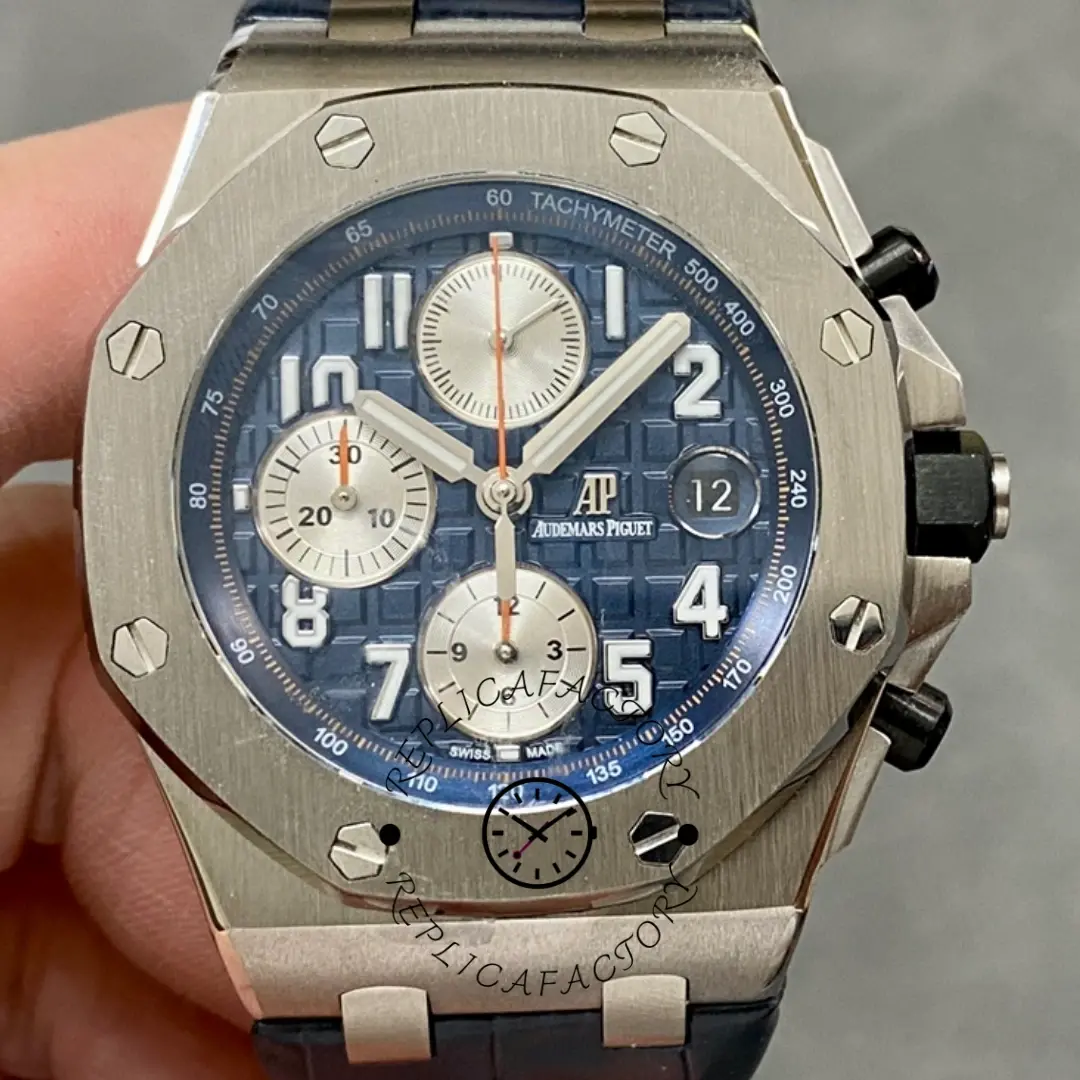 AP 26470ST.OO.A027CA.01 Royal Oak Offshore Replica Navy Leather 42mm Chrono - QualitySwissReplica