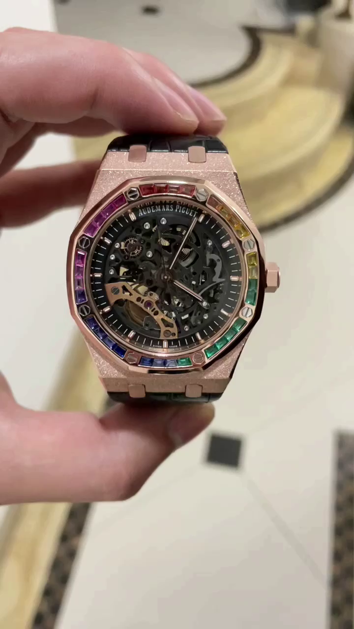 AP 15412OR.YG.1224OR.01 Royal Oak Wheel Openworked 41 1:1 Clone Black Leather Strap - QualitySwissReplica