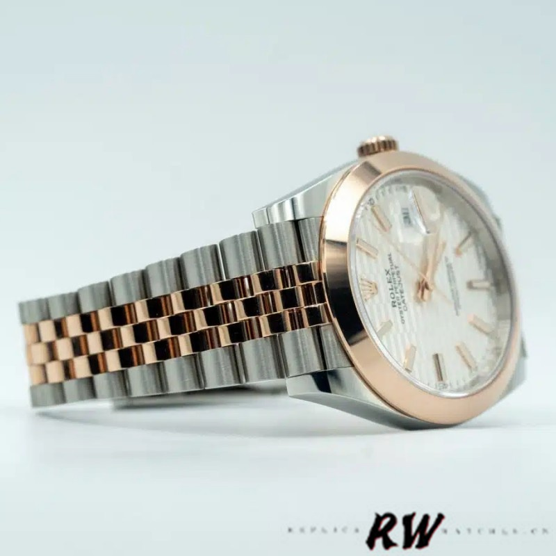 Rolex Datejust 126301 Rose Gold Silver Fluted Motif Dial 41MM Mens Replica Watch - QualitySwissReplica