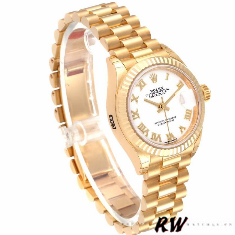 Rolex Datejust 279178 White Roman Dial Fluted Bezel 28mm Lady Replica Watch - QualitySwissReplica