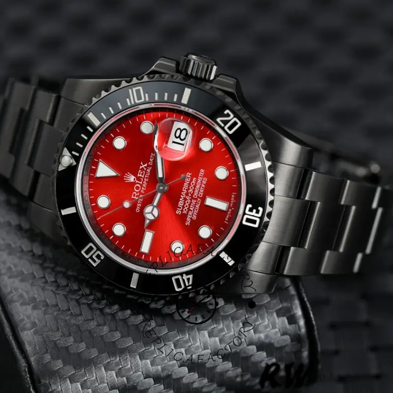 Rolex Submariner Date 116610LN Red Dial Black PVD/DLC Stainless Steel 40MM Mens Replica Watch - QualitySwissReplica