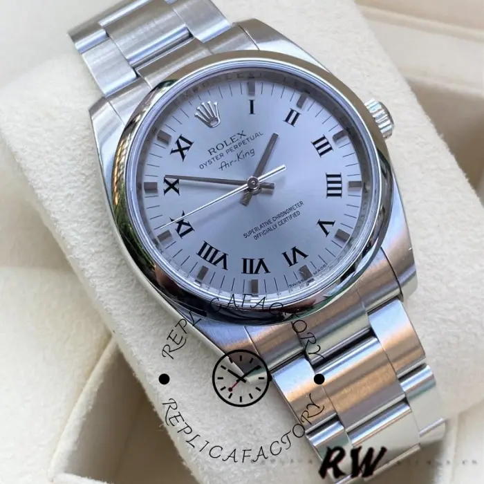 Rolex Oyster Perpetual Air-King 114200 Silver Dial 34mm Unisex replica watch - QualitySwissReplica