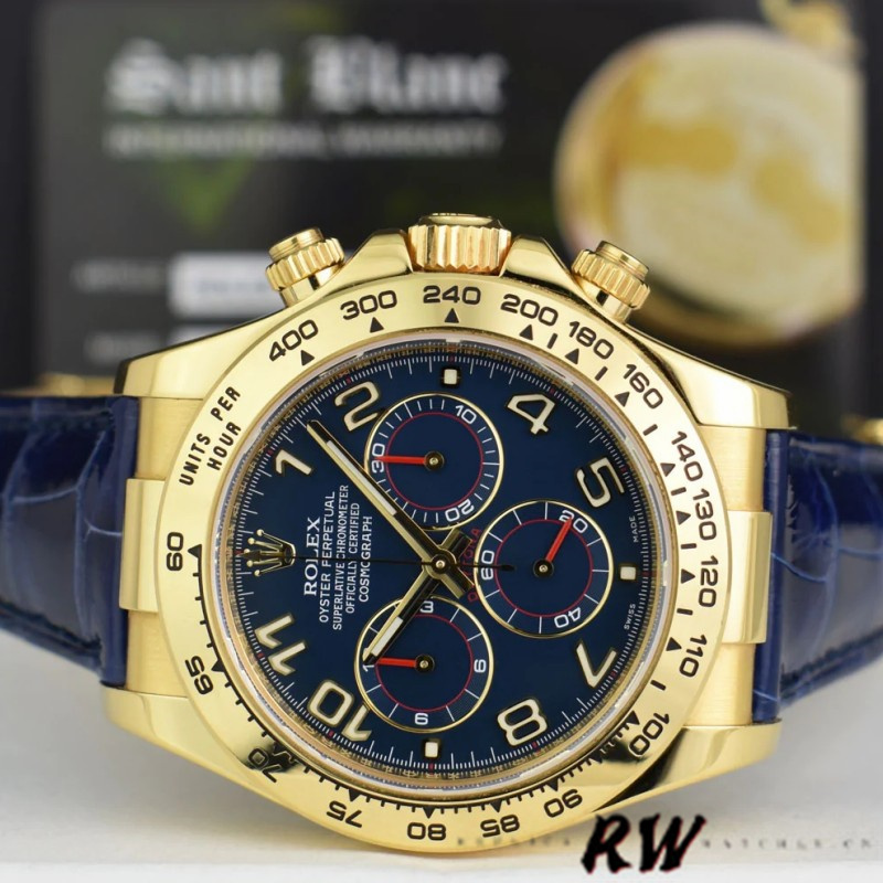 Rolex Cosmograph Daytona 116518 Leather strap Blue Dial 40mm Mens Replica Watch - QualitySwissReplica