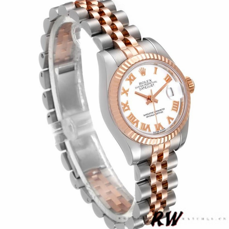 Rolex Datejust 179171 White Roman Numeral Dial Fluted Bezel 26MM Lady Replica Watch - QualitySwissReplica