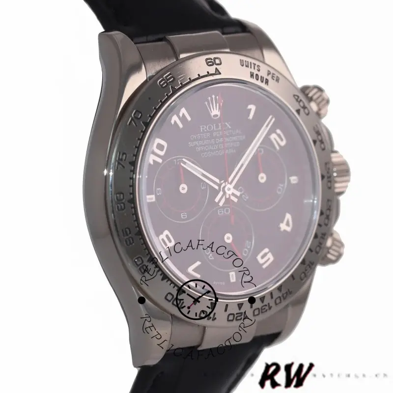 Rolex Daytona 116519 Black Racing Dial Leather strap 40mm Mens Replica Watch - QualitySwissReplica