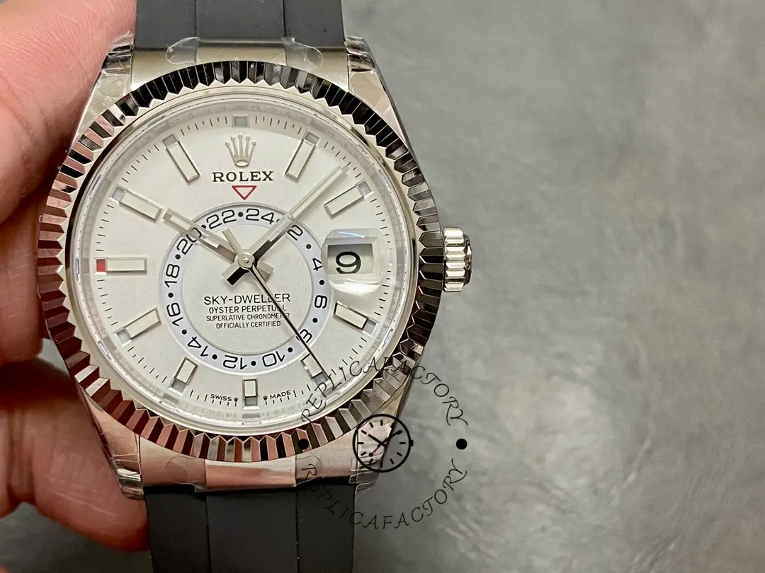 Rolex Sky Dweller 42 White Gold White Dial Oysterflex M336239 0003 - QualitySwissReplica
