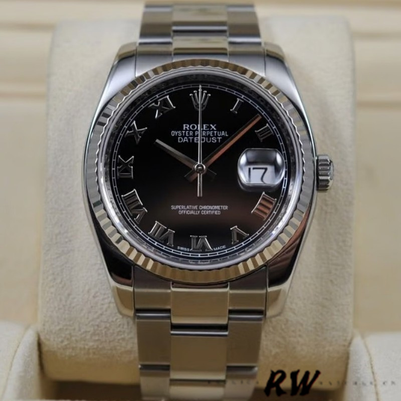 Rolex Datejust 116234 Roman Numeral Black Dial 36mm Unisex Replica Watch - QualitySwissReplica