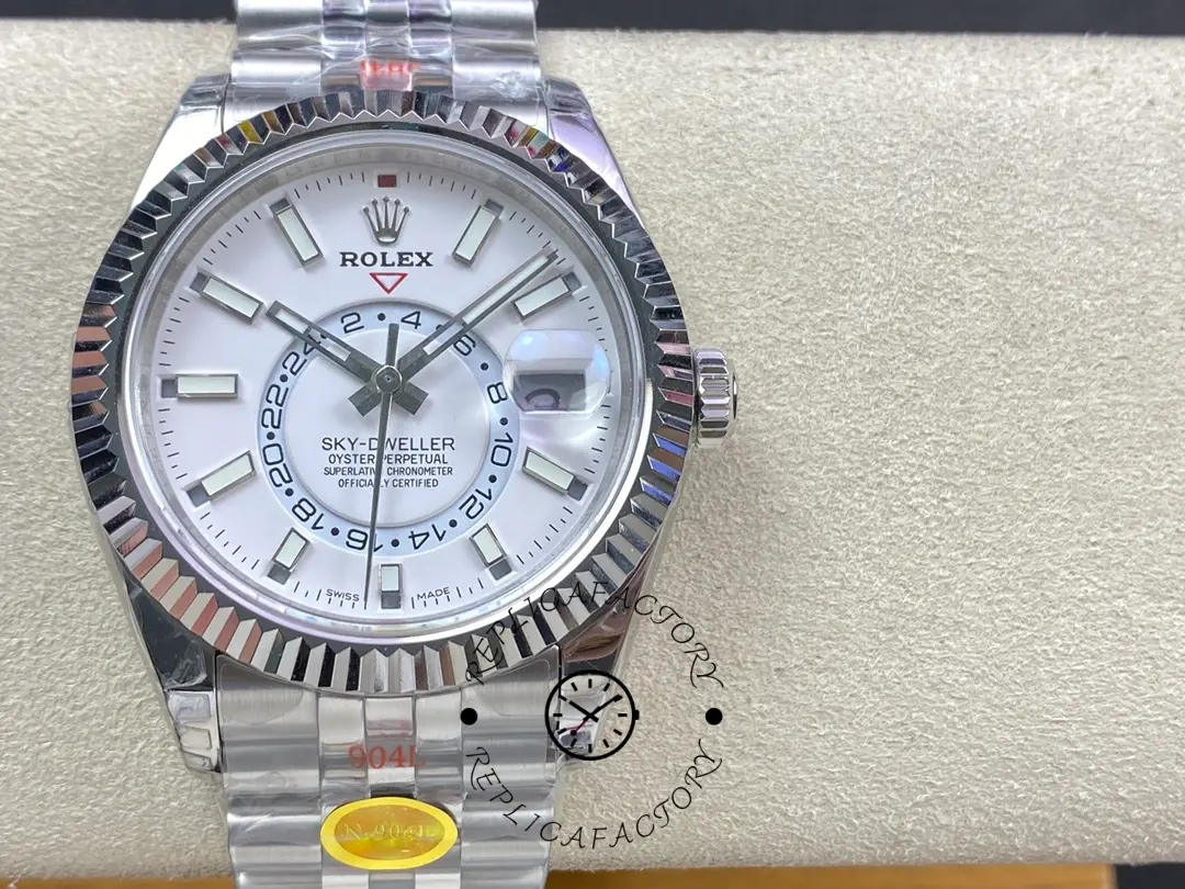 Rolex Sky Dweller 42 White Dial Fluted Bezel M336934 0004 Men's Watch - QualitySwissReplica