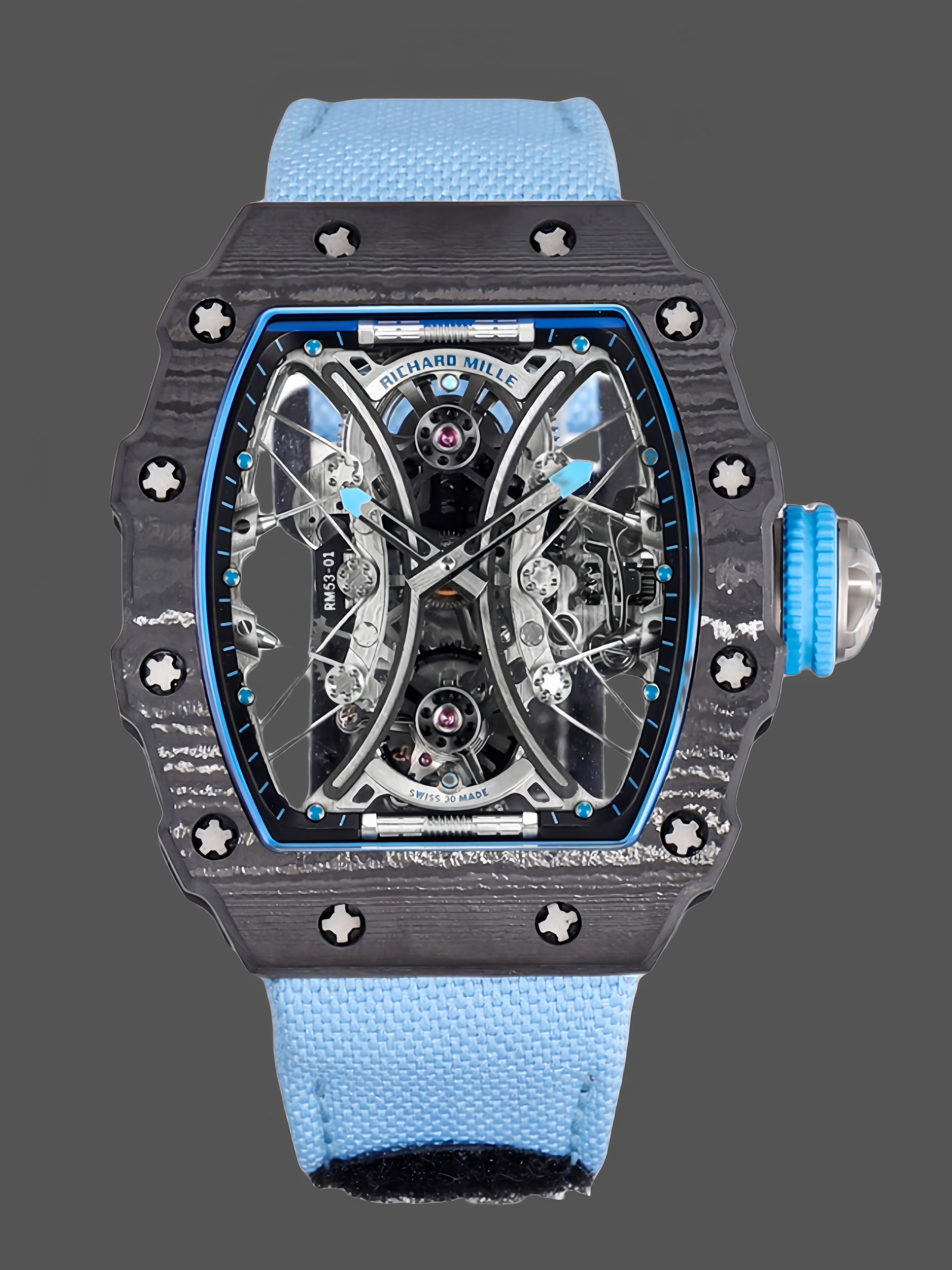 Richard Mille RM 53-01 Tourbillon Pablo Mac Donough Blue Fabric Strap - QualitySwissReplica
