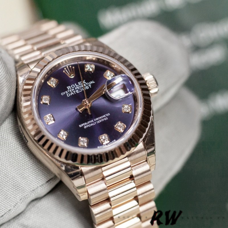 Rolex Datejust 279175 Aubergine Diamonds Dial Fluted Bezel 28mm Lady Replica Watch - QualitySwissReplica