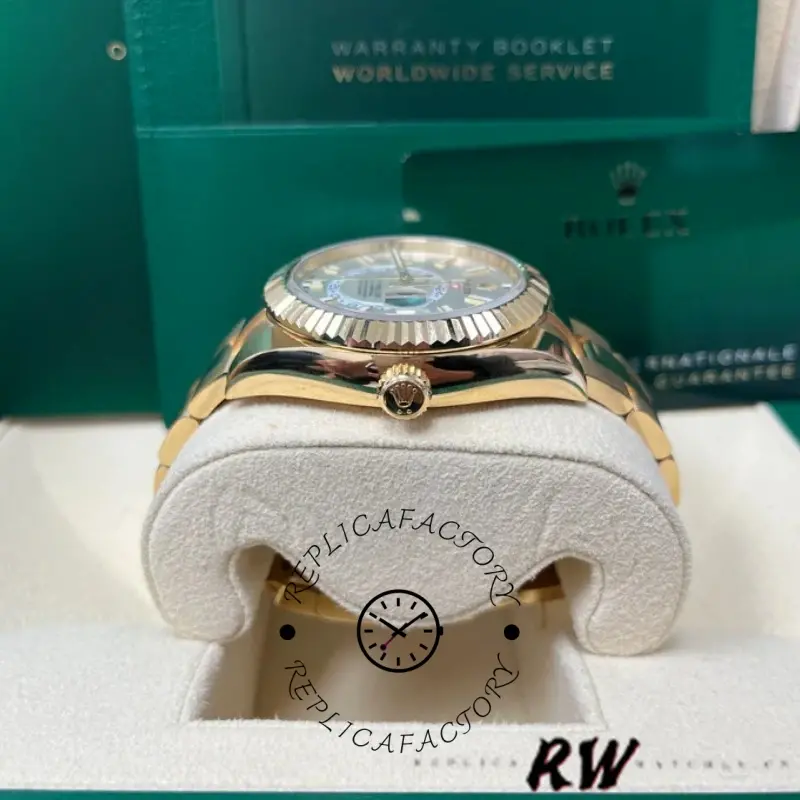 Rolex Sky-Dweller 326938 Yellow Gold White Dial 42mm Mens Replica Watch - QualitySwissReplica