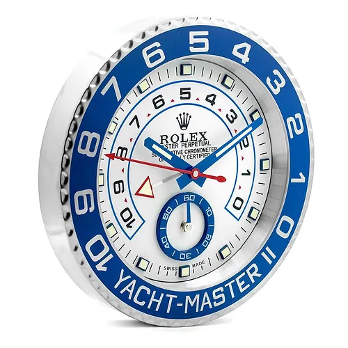 Rolex Yacht Master ll Silver & Blue Wall Clock - QualitySwissReplica